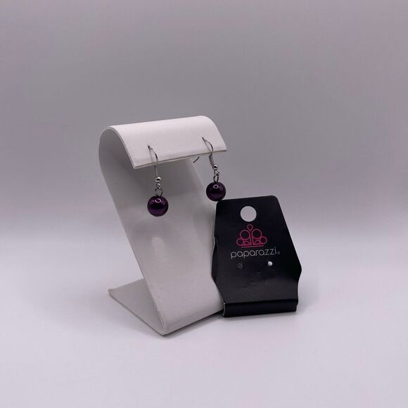 Paparazzi Women's Vintage Appraisal Purple Pearl Layering Necklace & Earring Set - Picture 6 of 12